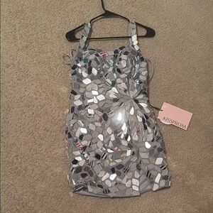 Silver Mirror Homecoming Dress